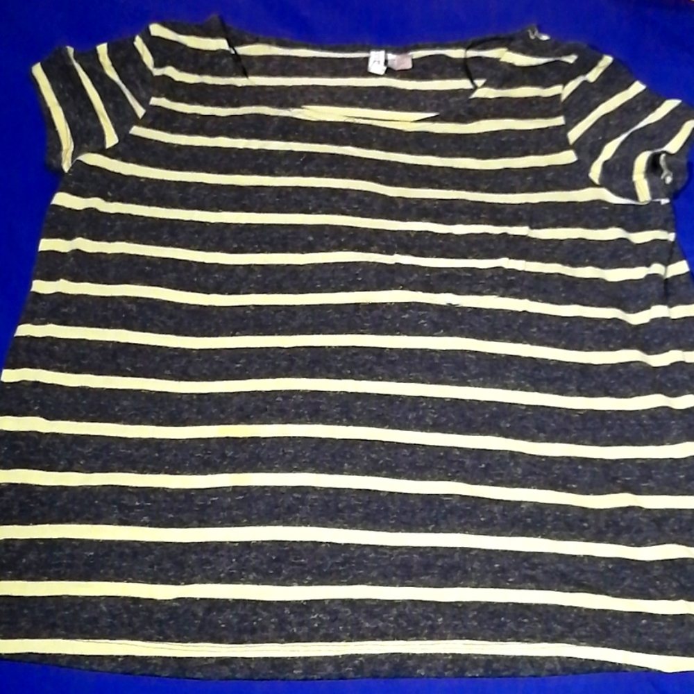 canary yellow & charcoal grey striped top